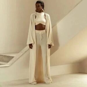 Andrea lyamah Resortwear Ally Knit Long Cardigan in Cream S/M